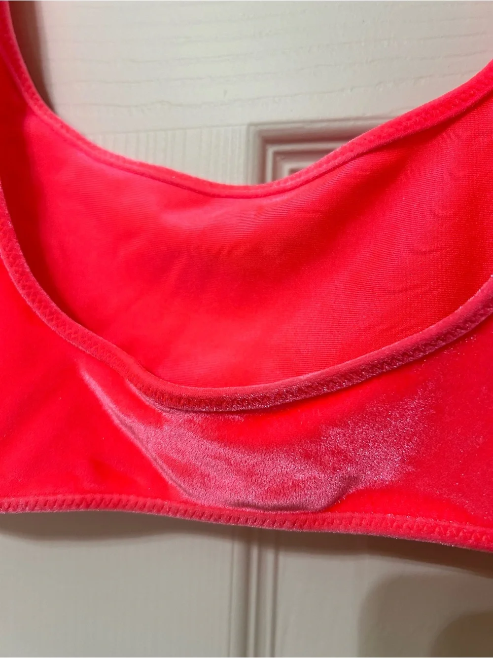 triangl swimwear Neon Pink/Coral Velvet Bikini Top LIKE NEW edm tropical resort